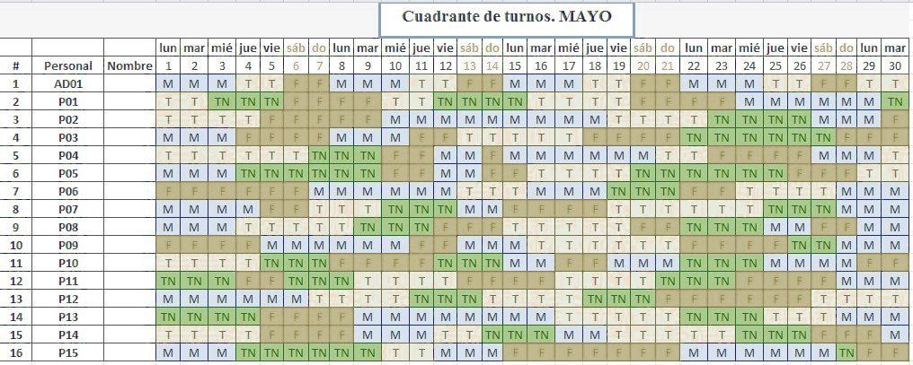 Cuadrantes de turnos de Trabajo Software de gestión CRM y ERP